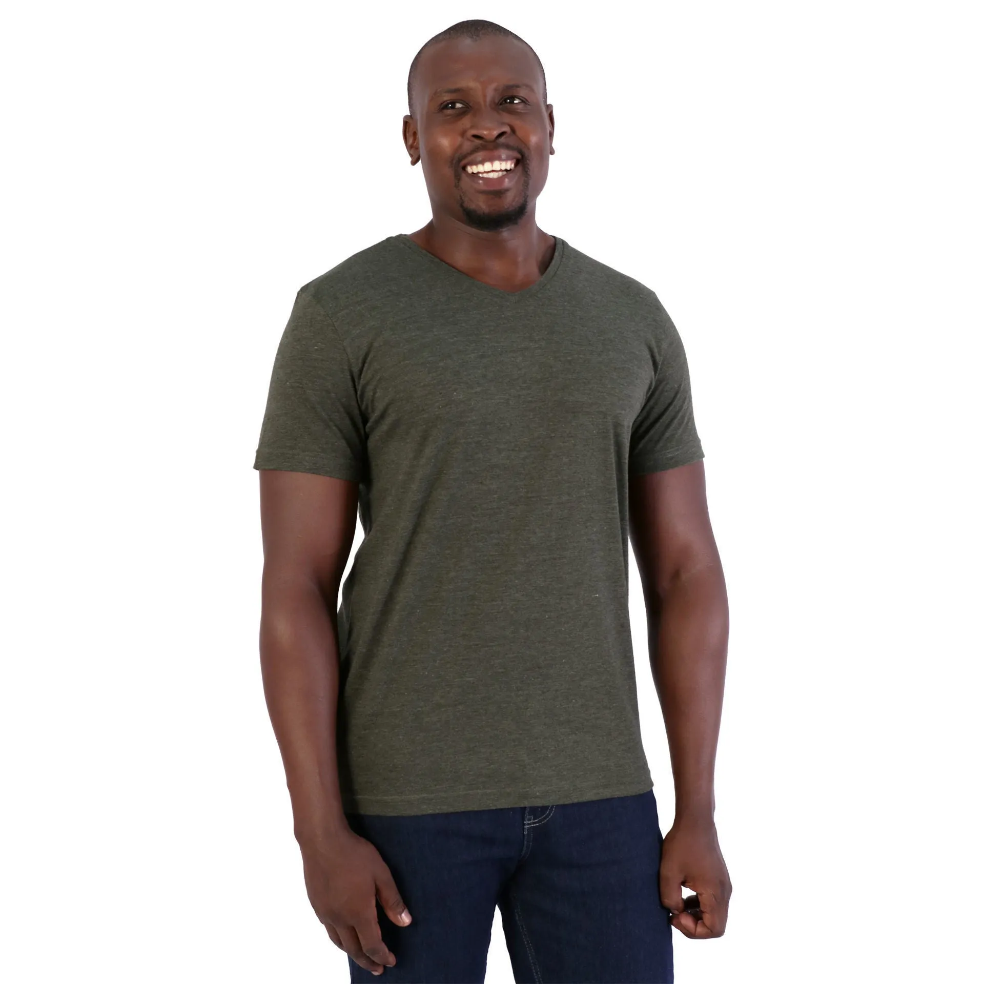 140g Urban Lifestyle V-Neck T-Shirt - End of range -  Army green melange