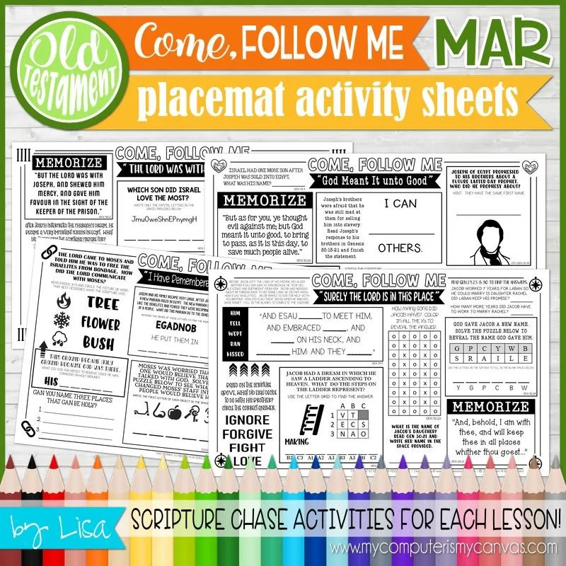 2022 CFM Old Testament Placemat Activity Sheets {MARCH} PRINTABLE