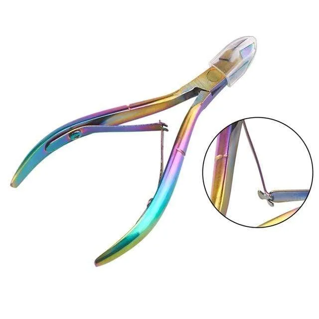 21 Style Rainbow Stainless Steel Nail Cuticle Pusher Tweezer Nail Art Files UV Gel Polish Remove Manicure Care Groove Clean Tool