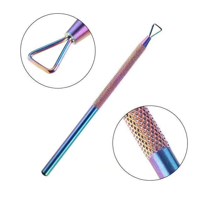 21 Style Rainbow Stainless Steel Nail Cuticle Pusher Tweezer Nail Art Files UV Gel Polish Remove Manicure Care Groove Clean Tool