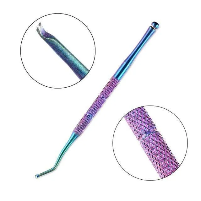 21 Style Rainbow Stainless Steel Nail Cuticle Pusher Tweezer Nail Art Files UV Gel Polish Remove Manicure Care Groove Clean Tool