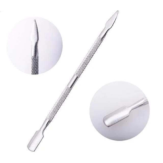 21 Style Rainbow Stainless Steel Nail Cuticle Pusher Tweezer Nail Art Files UV Gel Polish Remove Manicure Care Groove Clean Tool