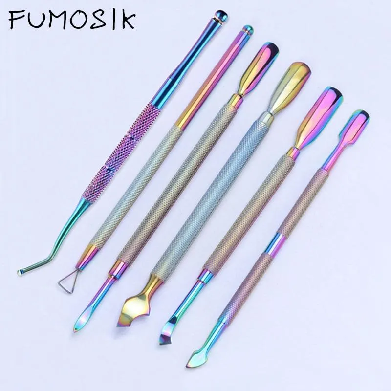 21 Style Rainbow Stainless Steel Nail Cuticle Pusher Tweezer Nail Art Files UV Gel Polish Remove Manicure Care Groove Clean Tool