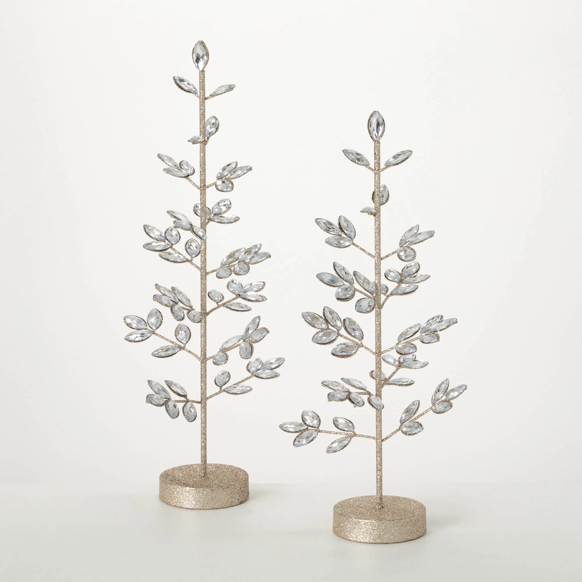 21"H and 18"H Sullivans Jeweled Tree - Set of 2, Christmas Decor, Gold