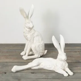 21"H Sullivans Large Whitewashed Rabbits Set of 2, Gray