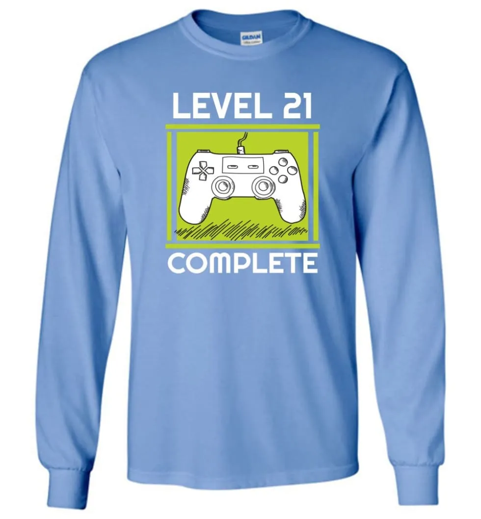 21st Birthday Gift for Gamer Level 21 Complete Long Sleeve T-Shirt