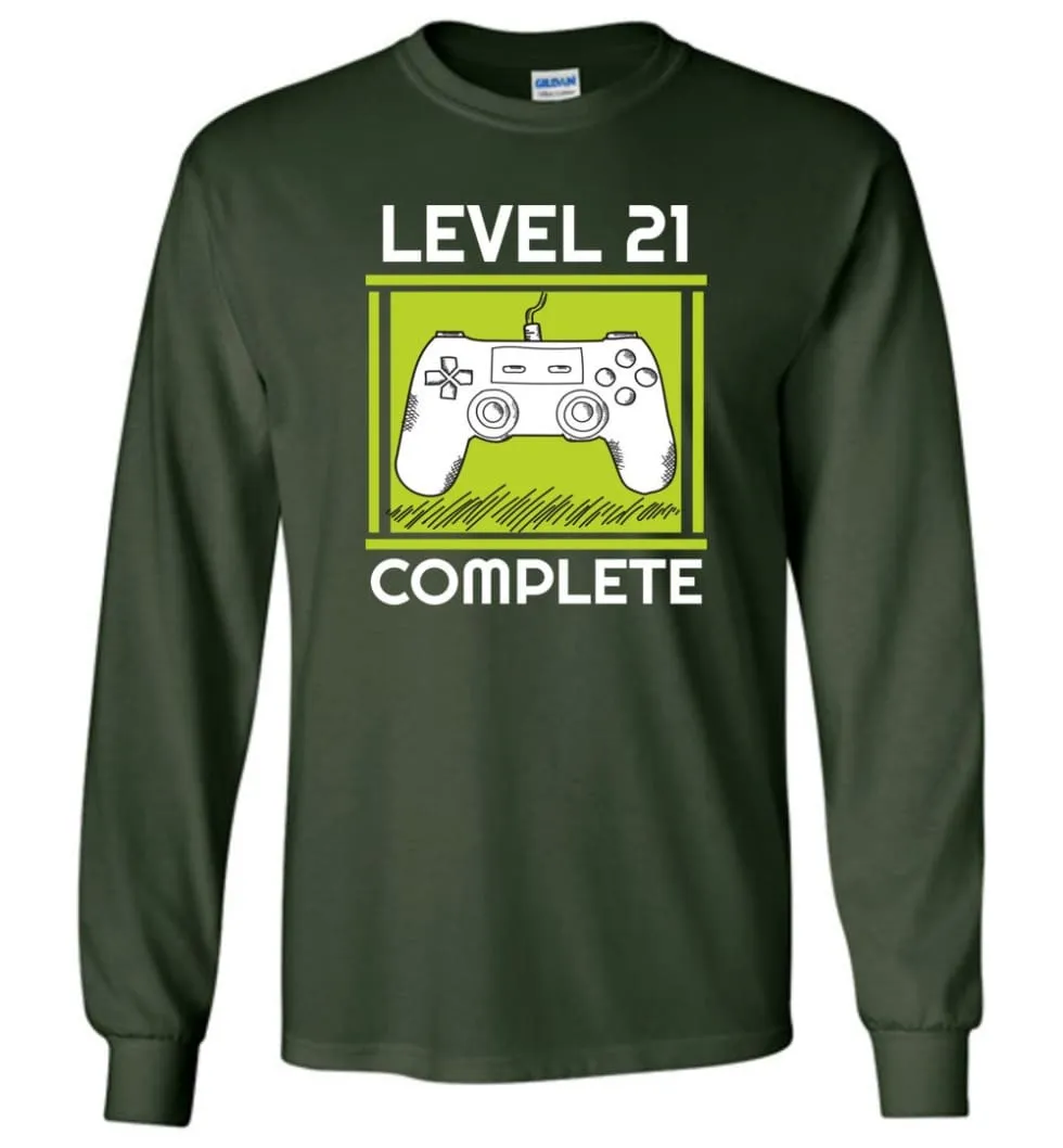 21st Birthday Gift for Gamer Level 21 Complete Long Sleeve T-Shirt