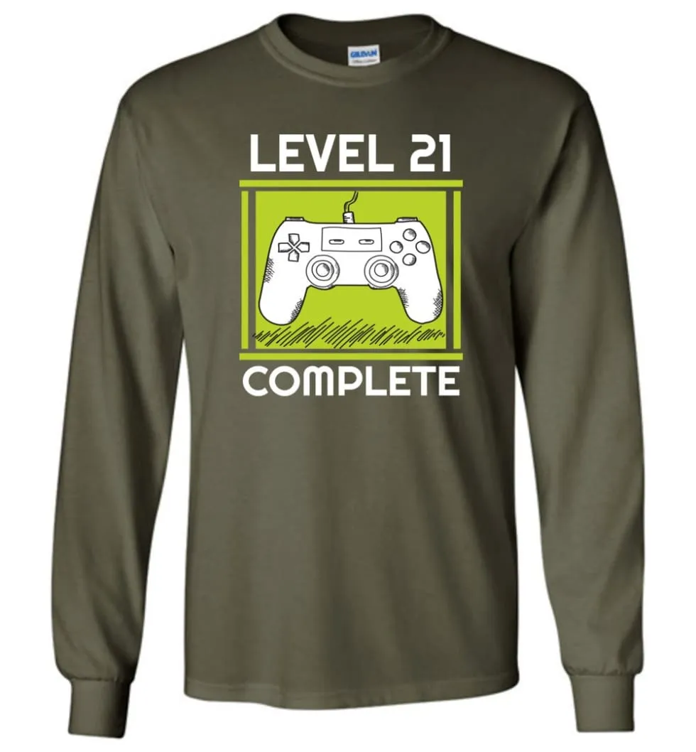 21st Birthday Gift for Gamer Level 21 Complete Long Sleeve T-Shirt