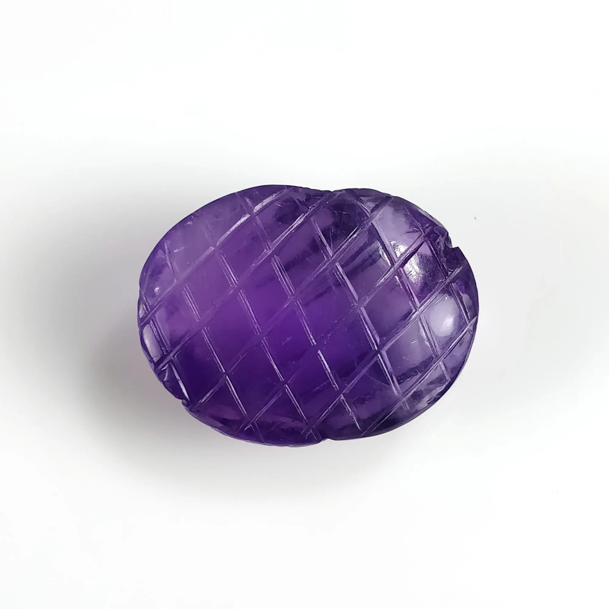 24.00cts Natural Untreated PURPLE AMETHYST Gemstone Oval Shape Both Side Hand Carved 21*16mm (With Video)