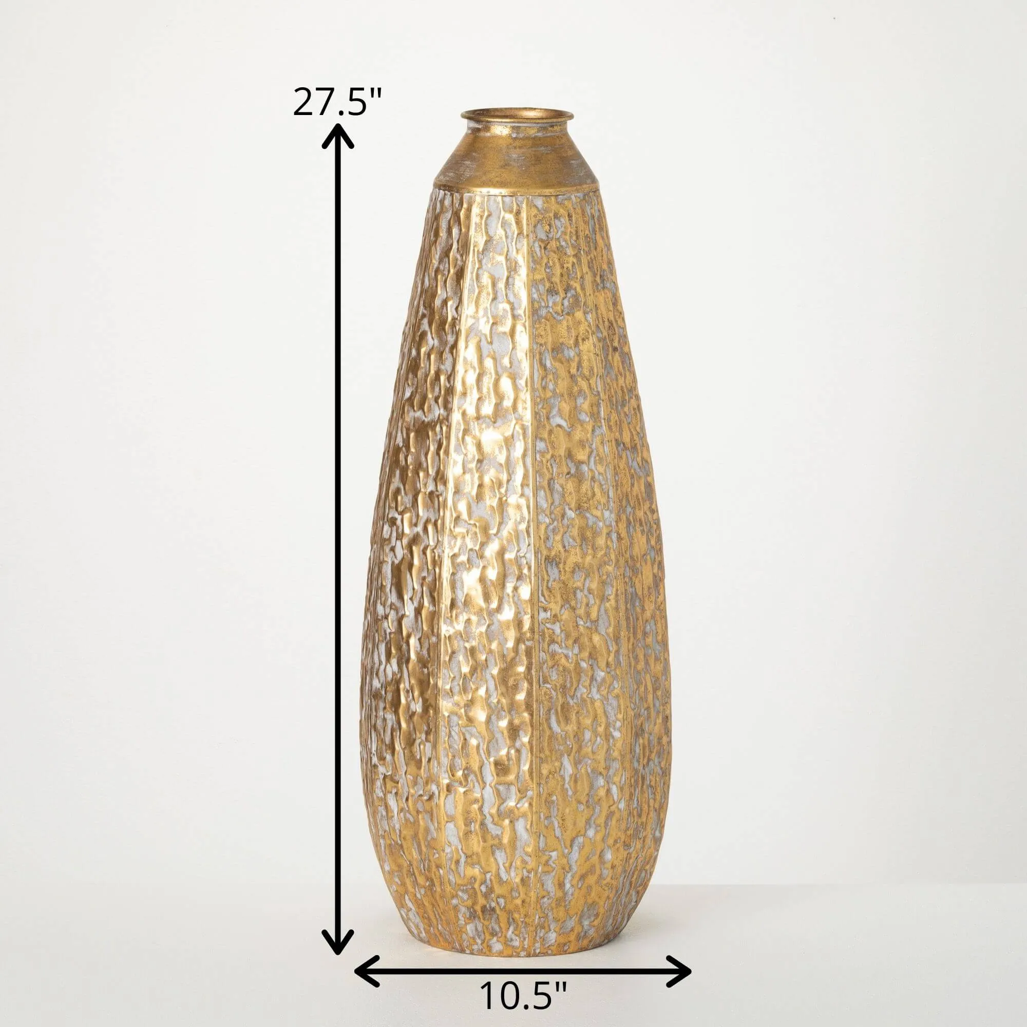 27.5"H Sullivans Gilded Hammered Tall Vase, Gold