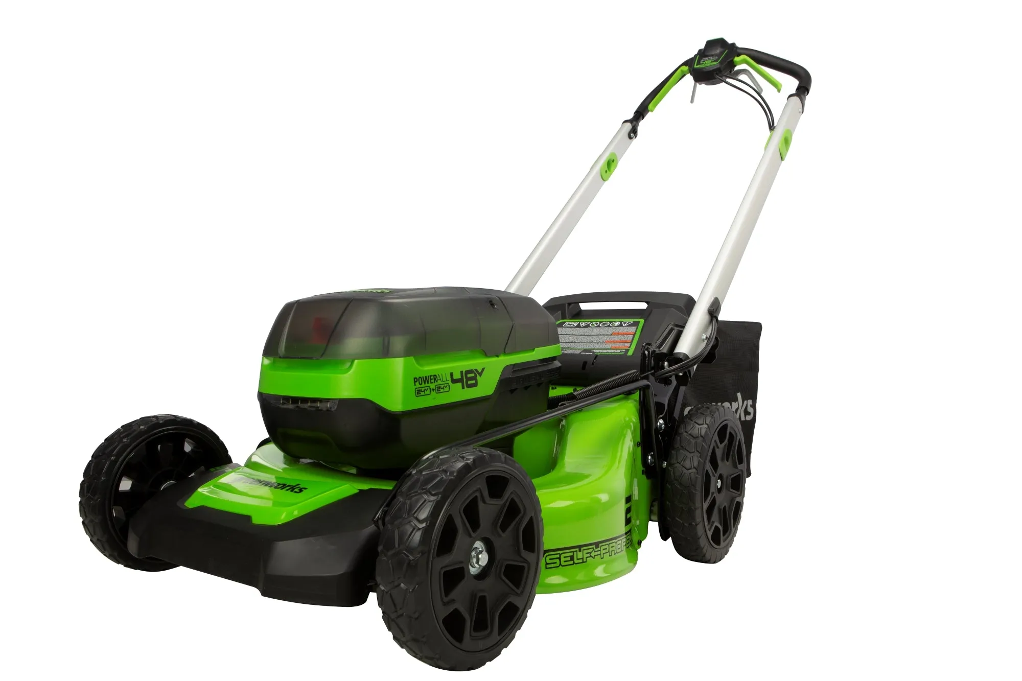 48V (2x24V) 21" Cordless Battery Brushless Self-Propelled Mower w/ (2) 5.0Ah USB Batteries & 4A Dual Port Charger