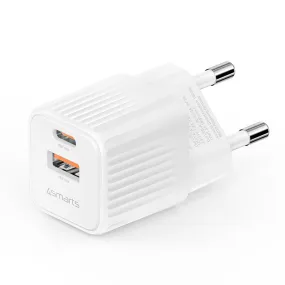 4Smarts VoltPlug Duos 20W PD Vægoplader - 1 x USB-A & 1 x USB-C - Hvid