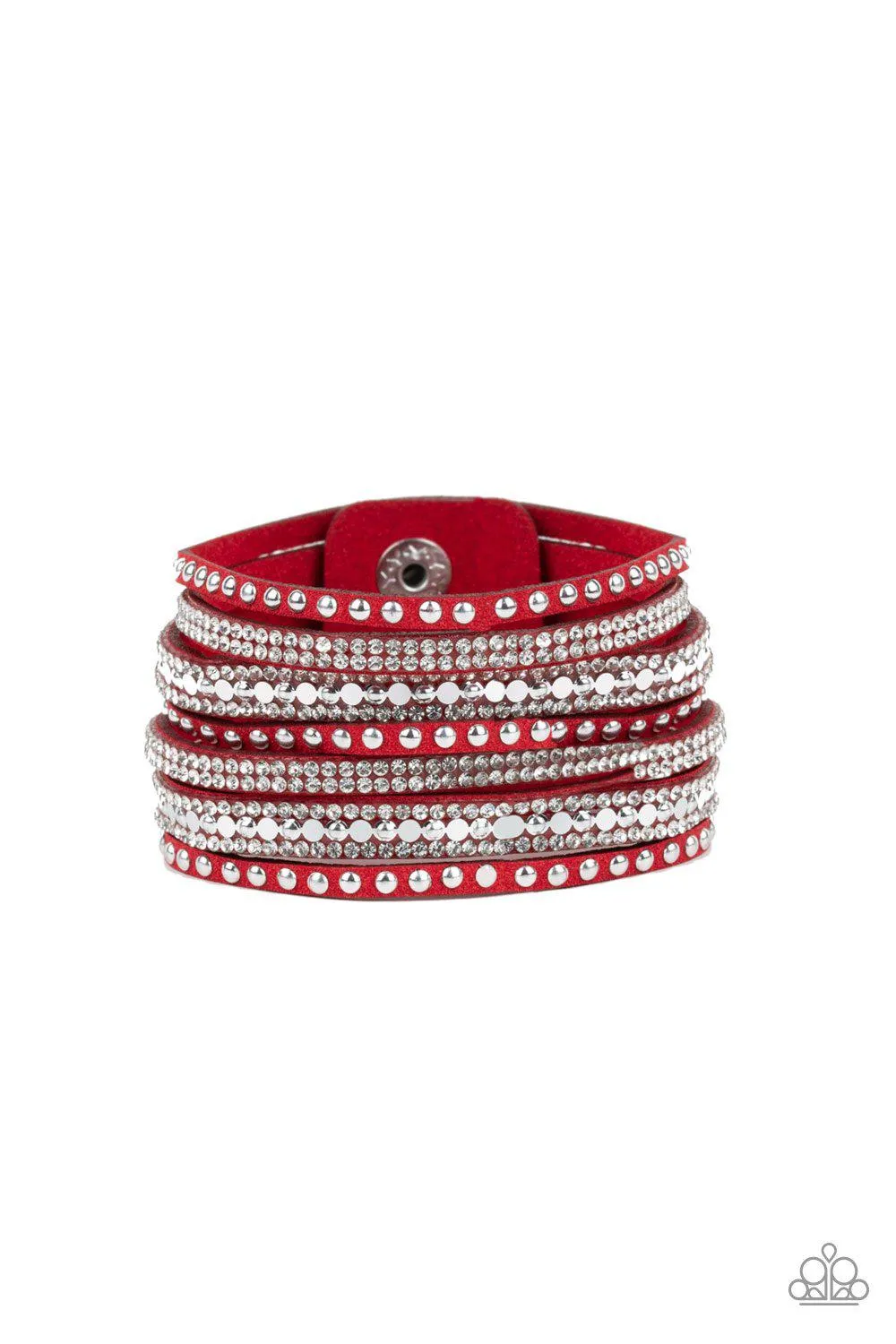 All Hustle and Hairspray Red Urban Wrap Snap Bracelet - Paparazzi Accessories