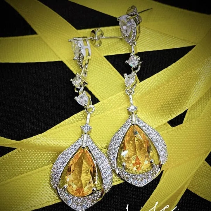 Amazing Fashion Citrine Crystal Drop Earrings