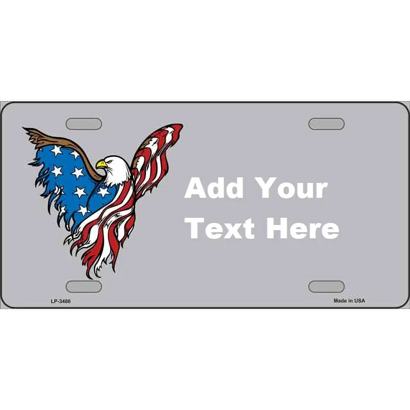 American Eagle Offset Novelty Metal License Plate Tag Customize with your own words, texts, name