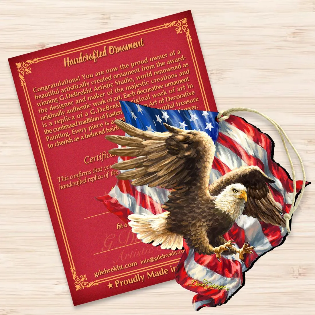 American Liberty Eagle Wooden Ornaments by Gelsinger - American Christmas Decor - 8161052-1432