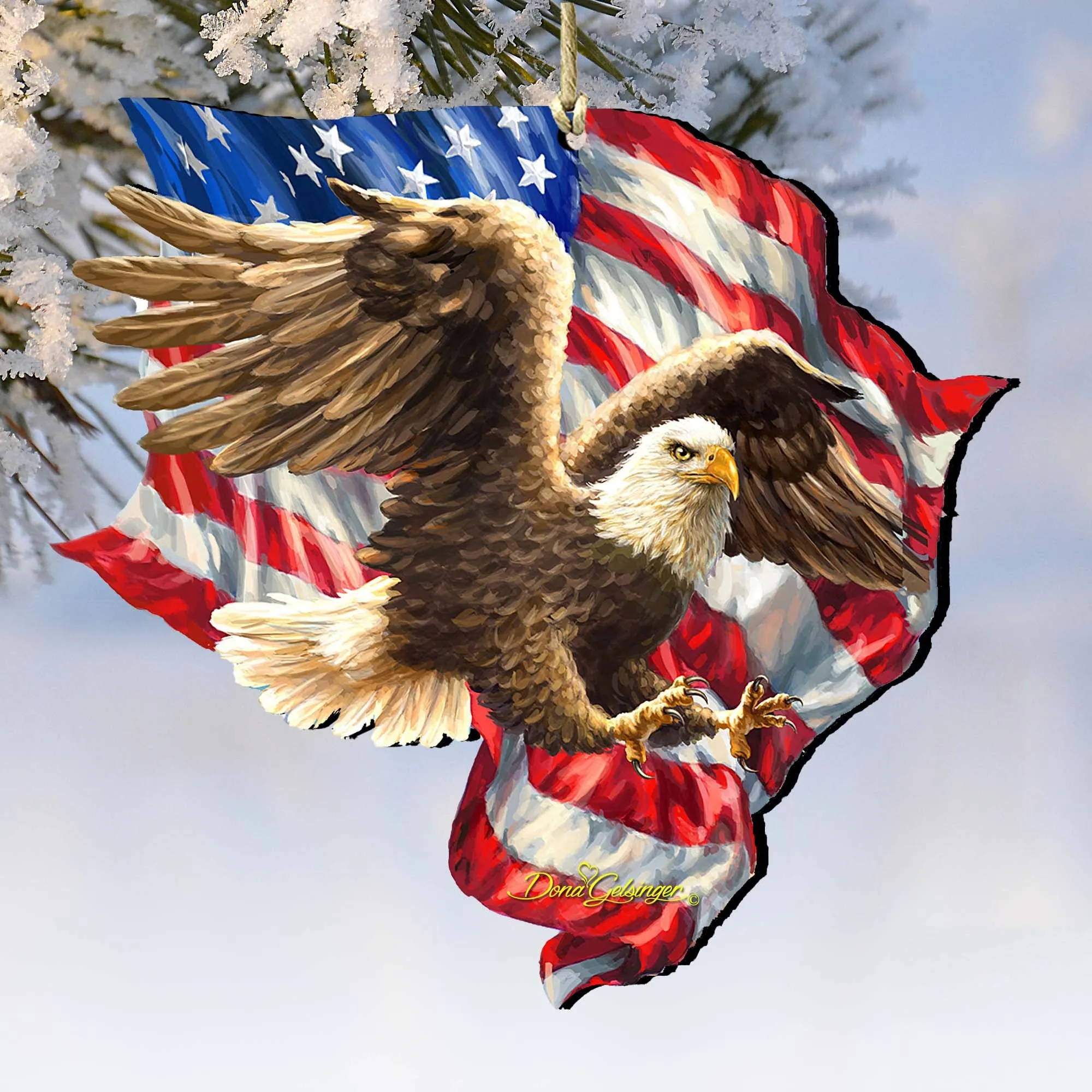 American Liberty Eagle Wooden Ornaments by Gelsinger - American Christmas Decor - 8161052-1432