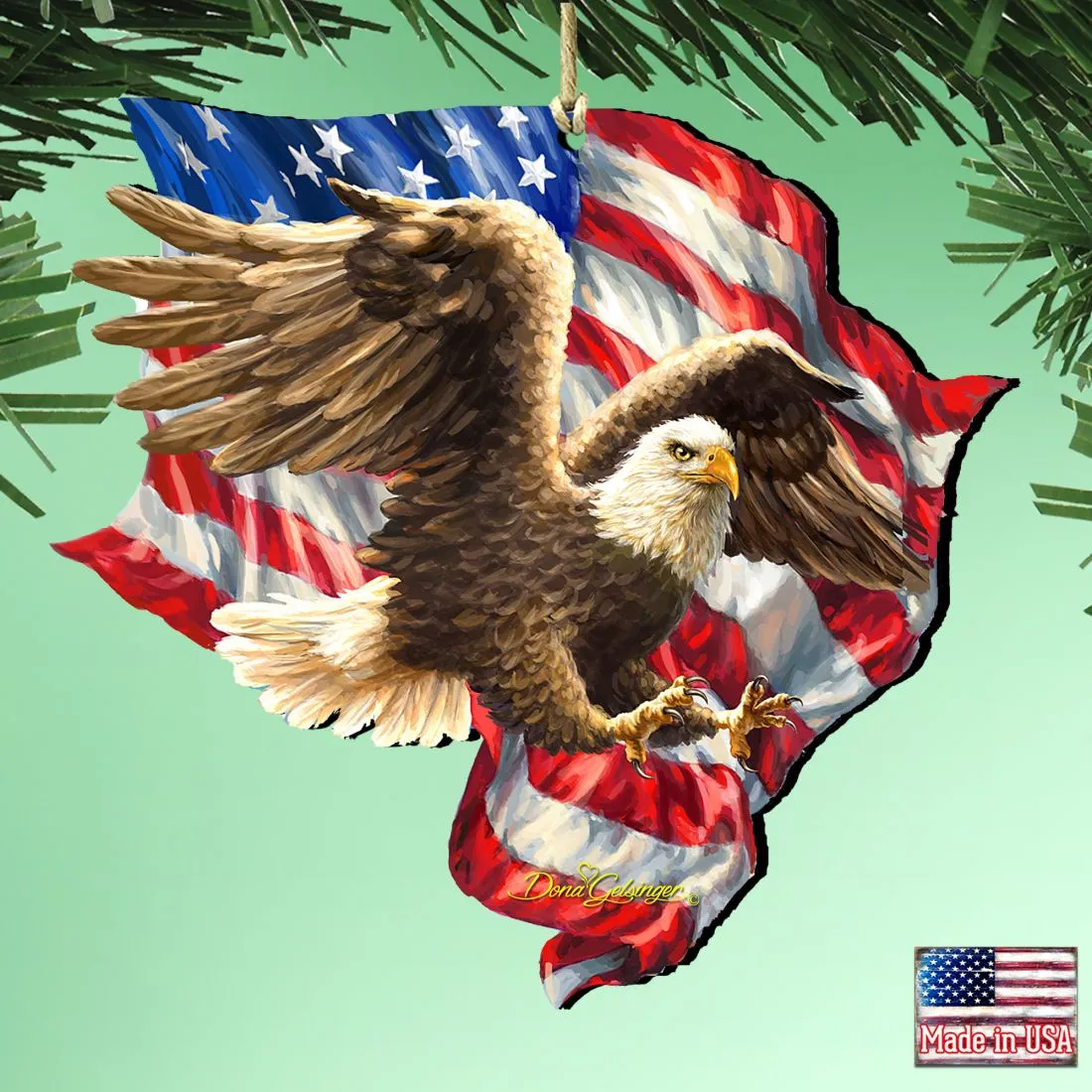 American Liberty Eagle Wooden Ornaments by Gelsinger - American Christmas Decor - 8161052-1432