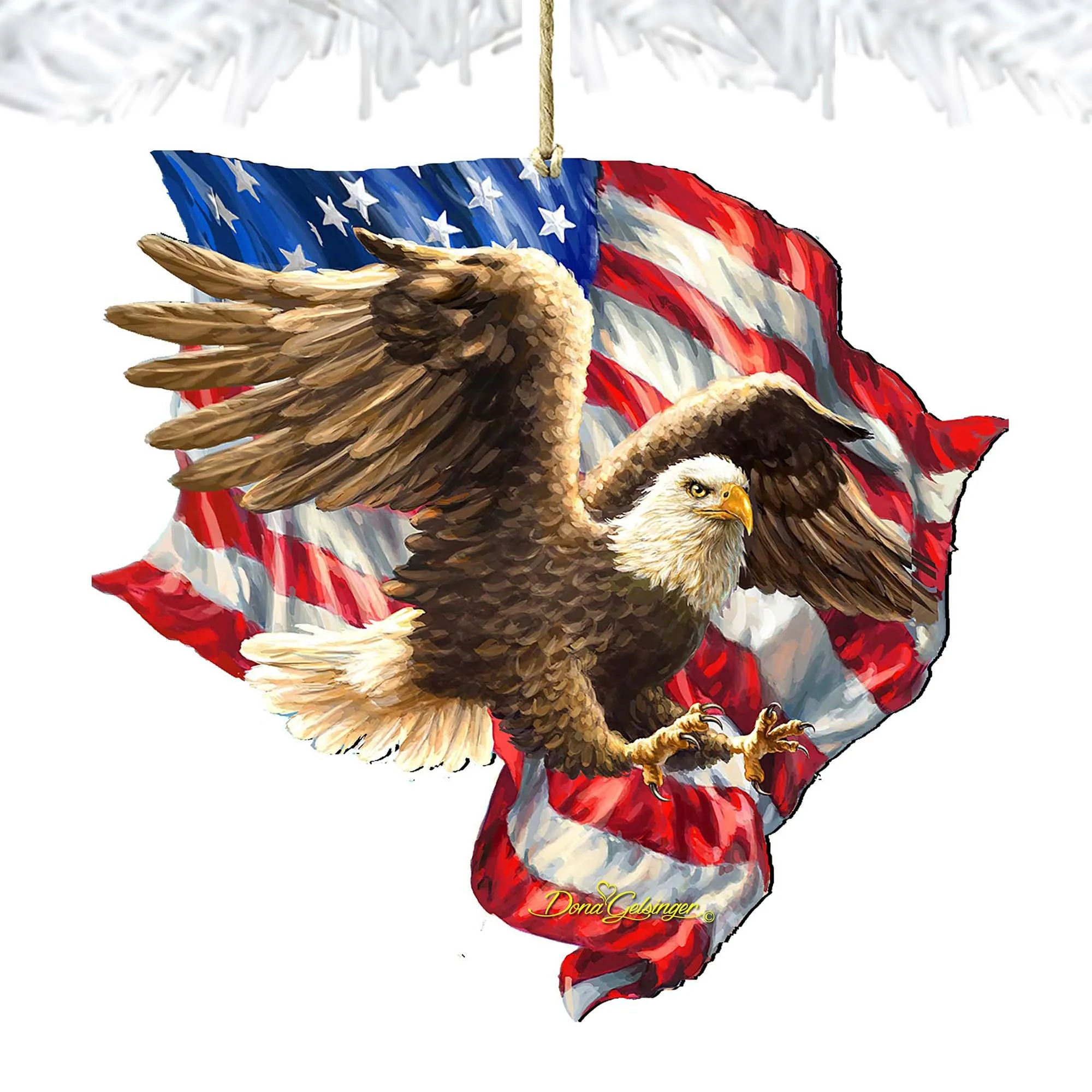 American Liberty Eagle Wooden Ornaments by Gelsinger - American Christmas Decor - 8161052-1432