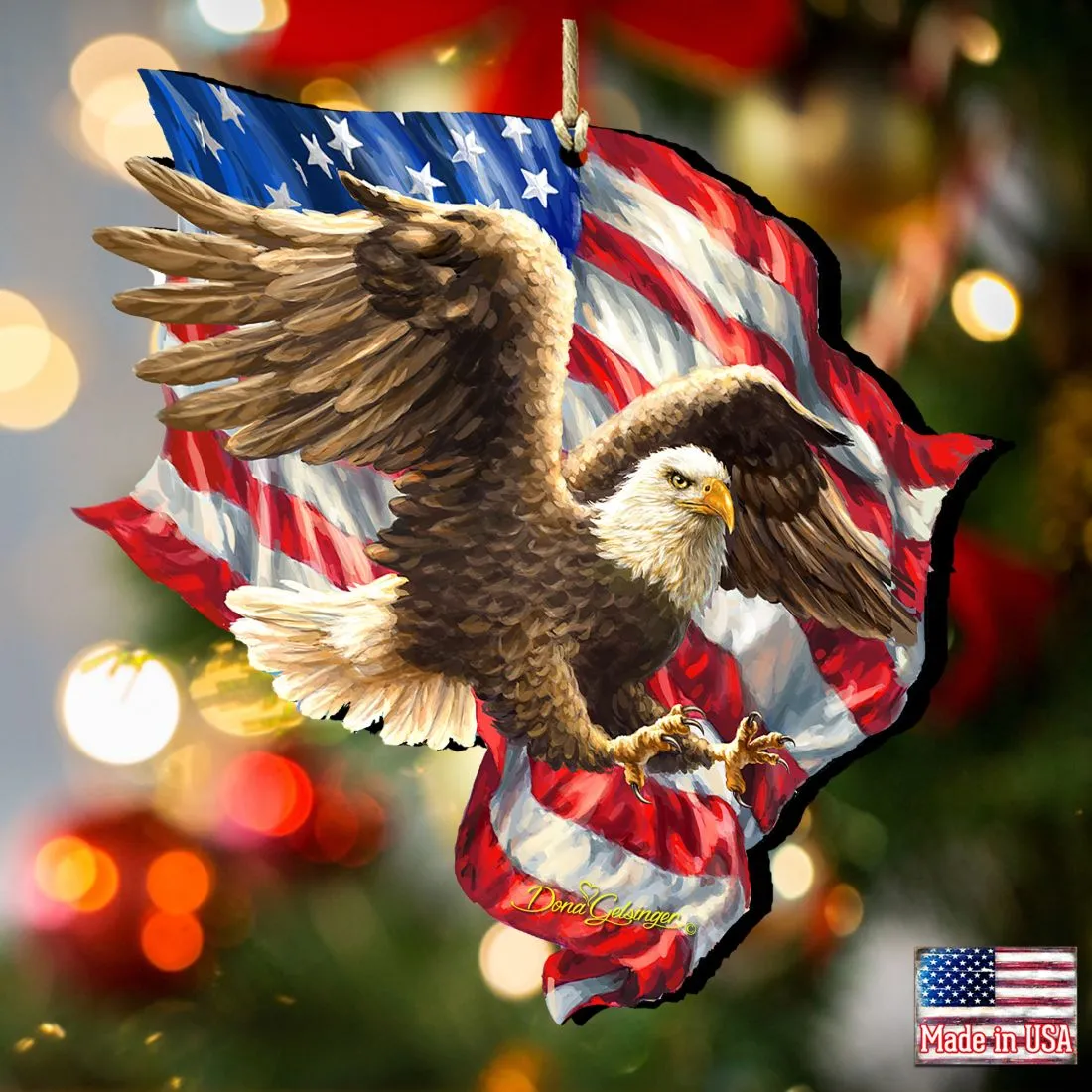 American Liberty Eagle Wooden Ornaments by Gelsinger - American Christmas Decor - 8161052-1432