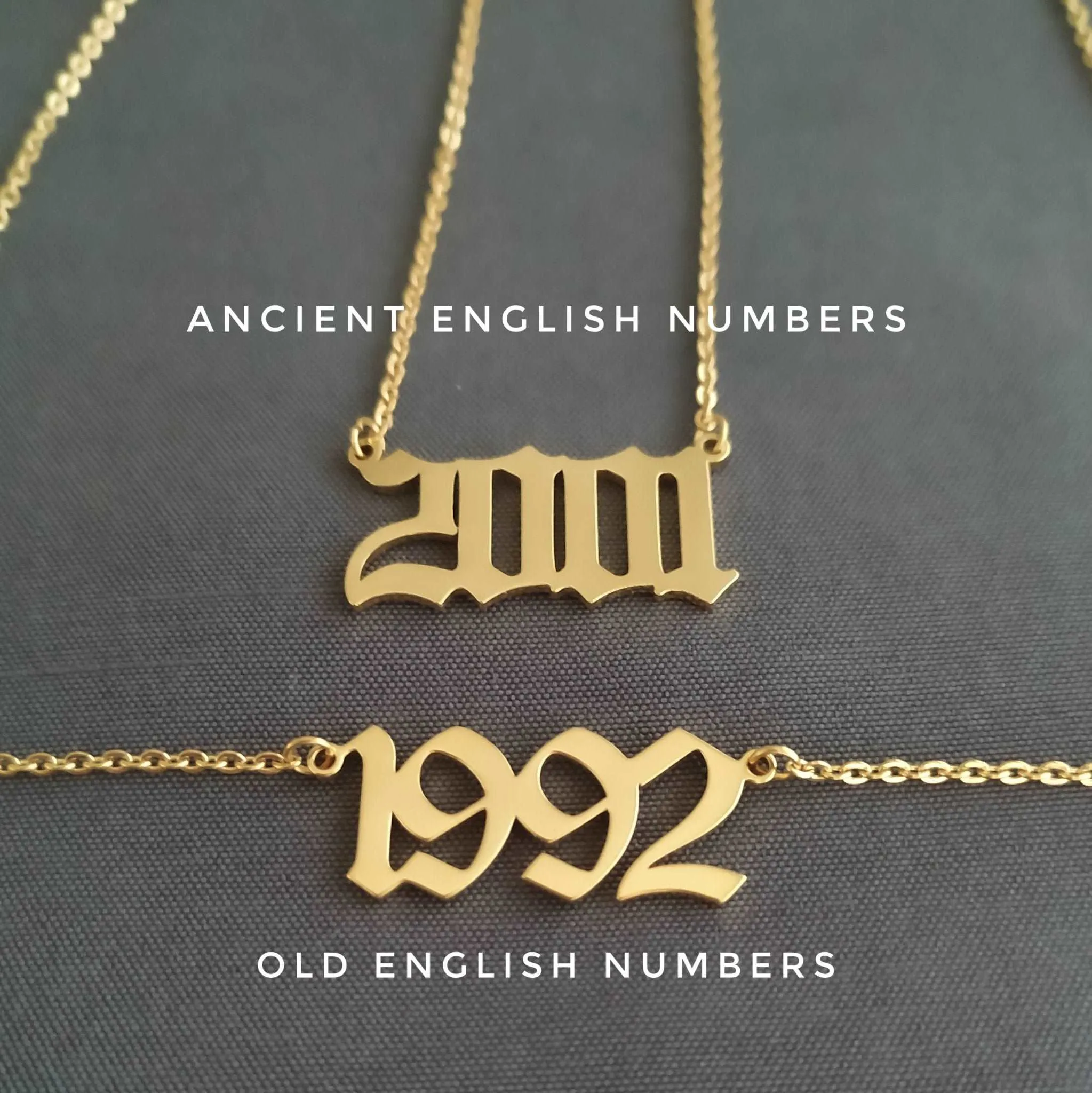 Ancient Old English Birth Year Necklace