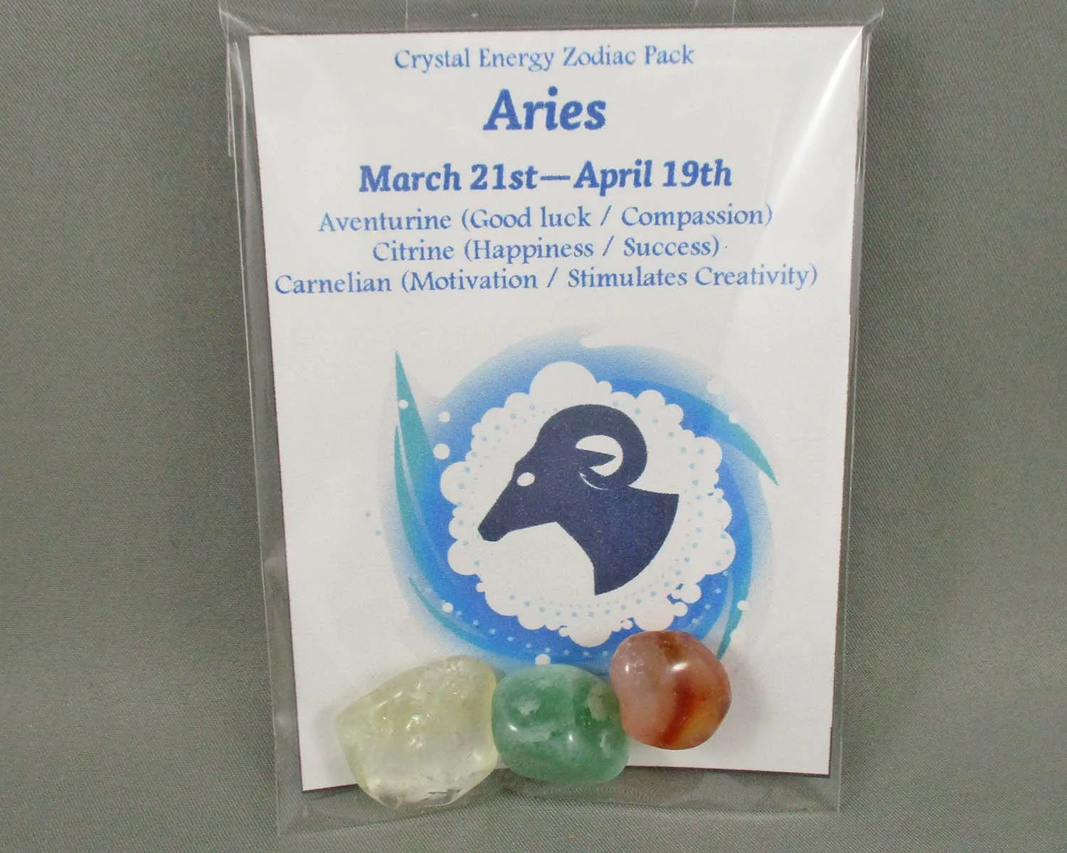 Aries Zodiac Crystal Energy Pack (Mar 21-Apr 19) H098