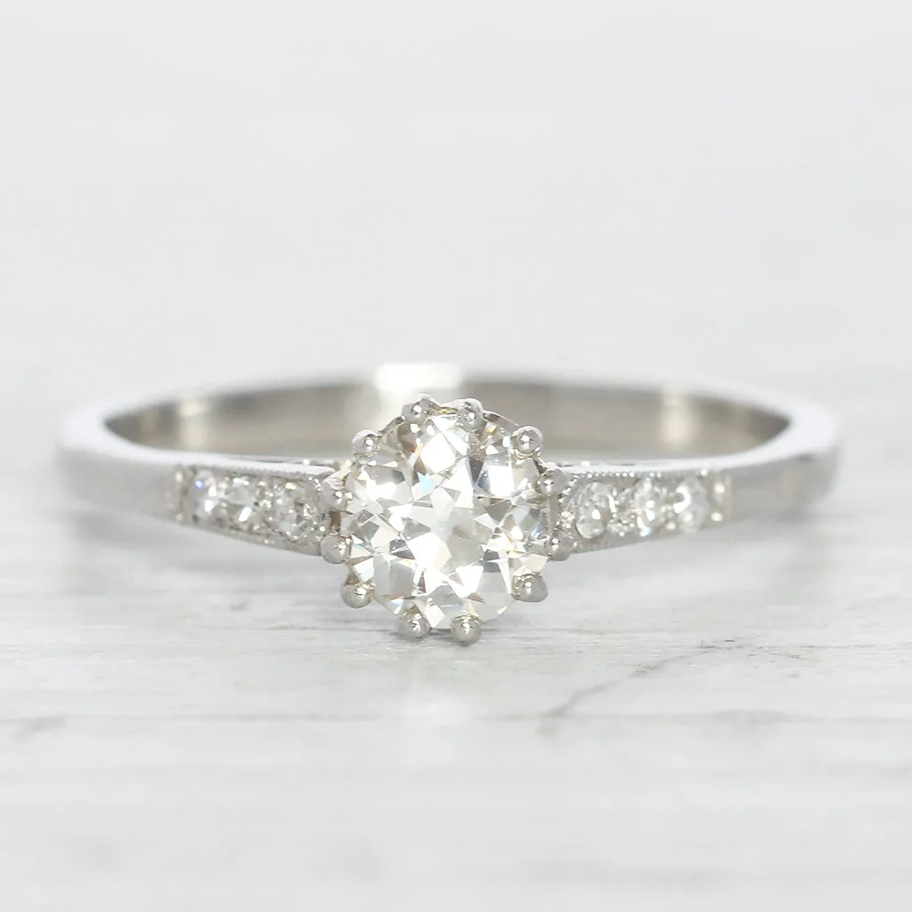 Art Deco 0.65 Carat Old European Cut Diamond Solitaire