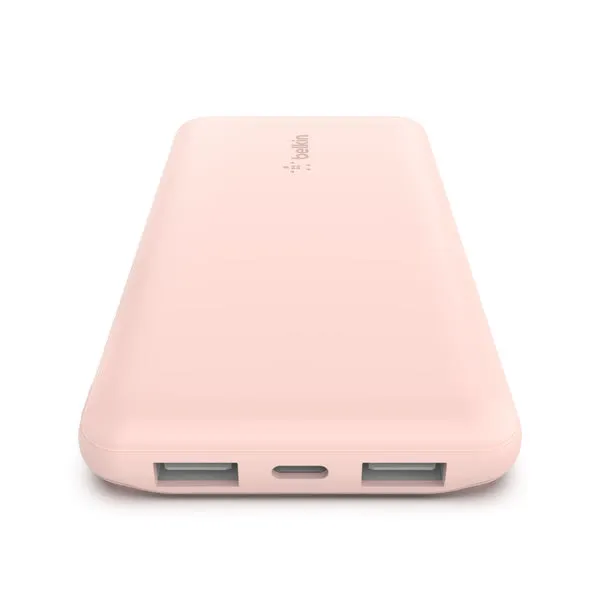 BELKIN BOOSTCHARGE 10 000 Mah Power Bank with USB-C 15W, Dual USB-A, 15cm USB-A to C Cable - Rose Gold