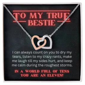 Best Friend Forever BFF Gift For Her Stranger Things Inspired Interlocking Heart Necklace