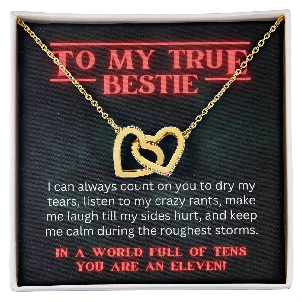 Best Friend Forever BFF Gift For Her Stranger Things Inspired Interlocking Heart Necklace