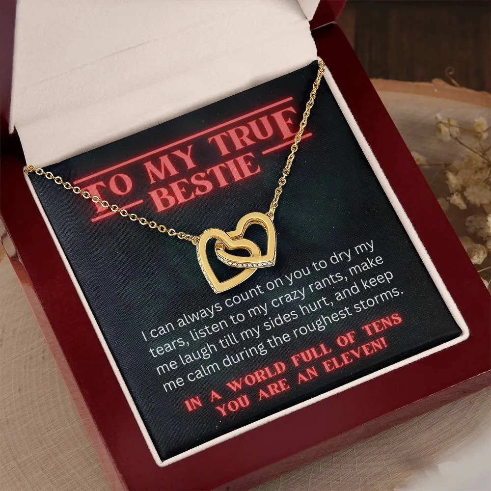 Best Friend Forever BFF Gift For Her Stranger Things Inspired Interlocking Heart Necklace