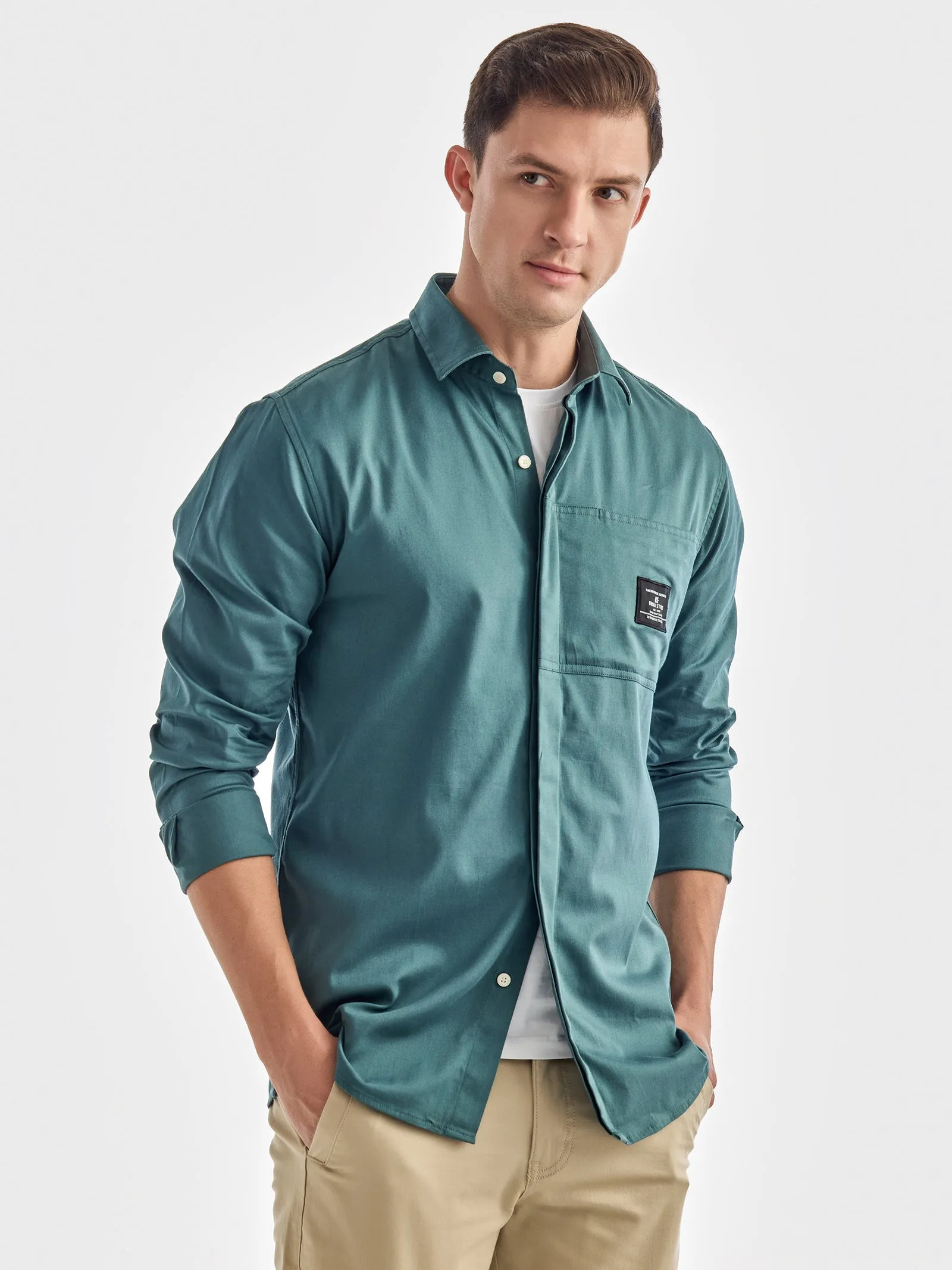 Blue Solid Urban Shirt