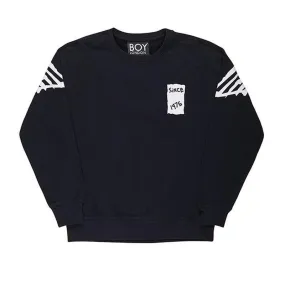 BOY BACKPRINT TAPE EAGLE  SWEATSHIRT - BLACK/WHITE