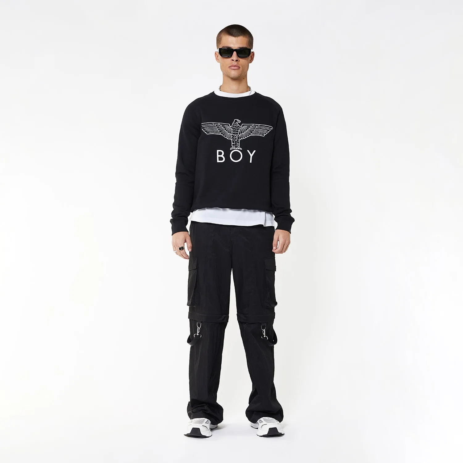 BOY EAGLE APPLIQUE SWEATSHIRT - BLACK