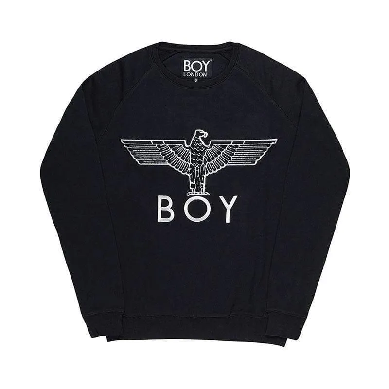 BOY EAGLE APPLIQUE SWEATSHIRT - BLACK