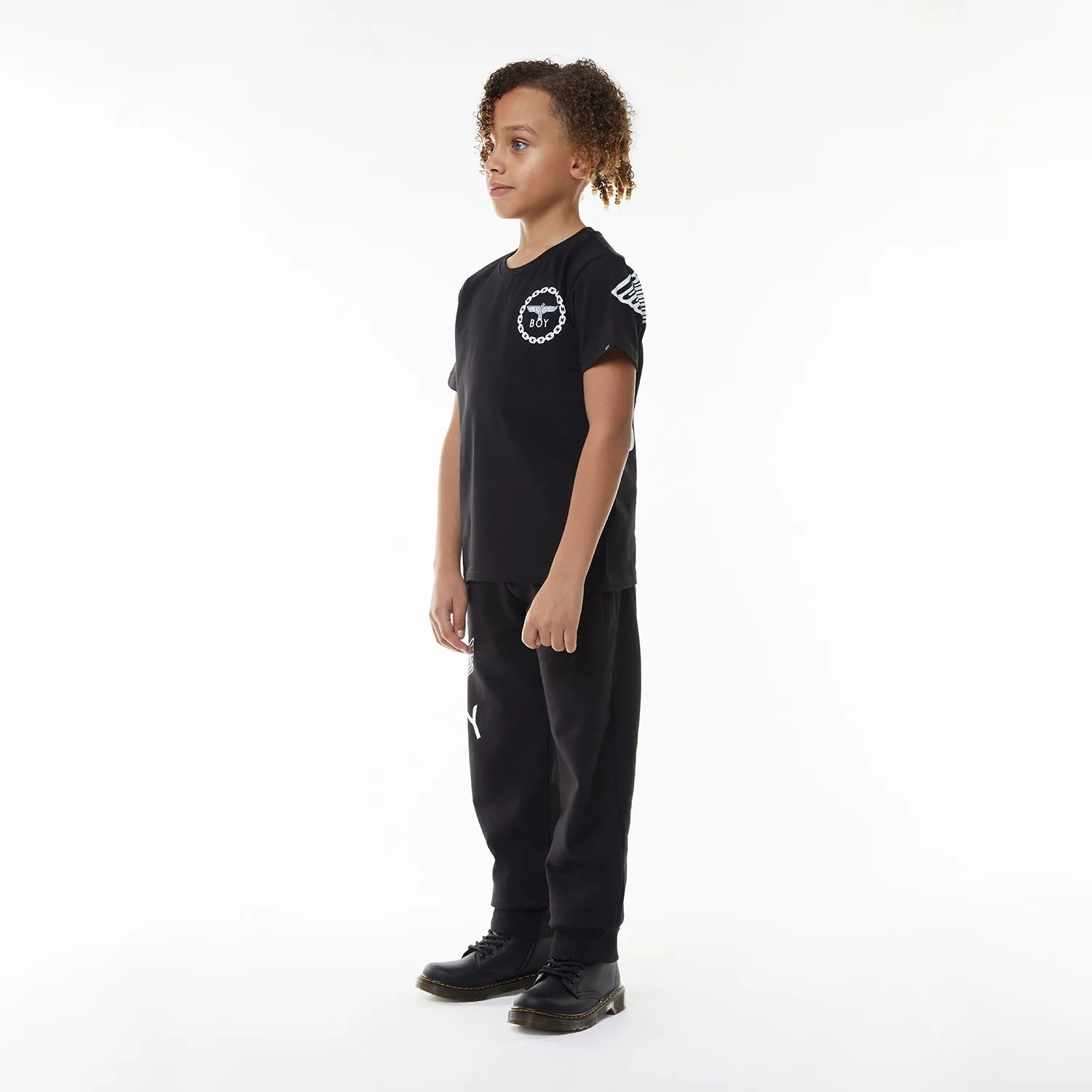 BOY EAGLE BACKPRINT KIDS T-SHIRT - BLACK