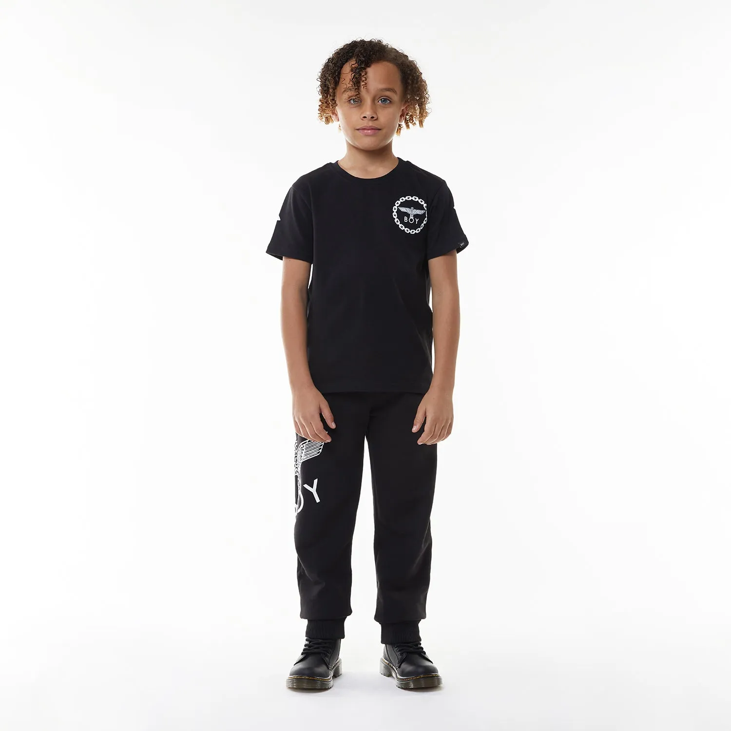 BOY EAGLE BACKPRINT KIDS T-SHIRT - BLACK