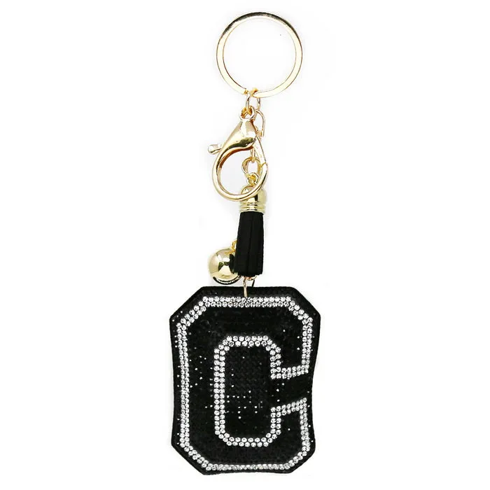 C Initial Rhinestone Tape Keychain