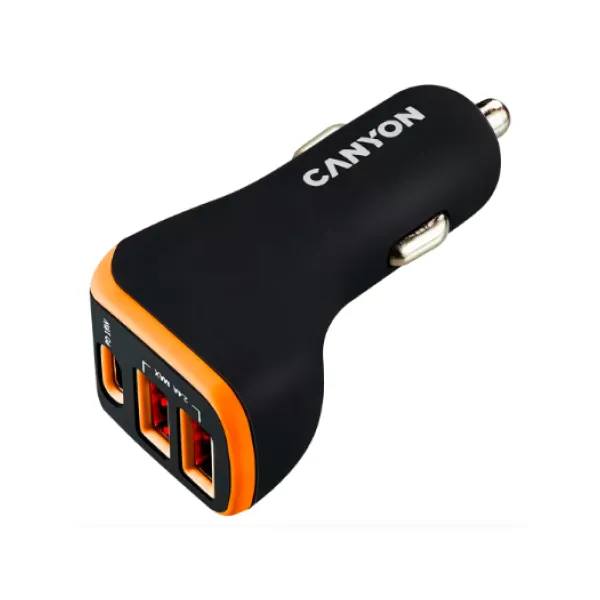 Canyon Car Charger C-08 2Usb-A Blk/Orang