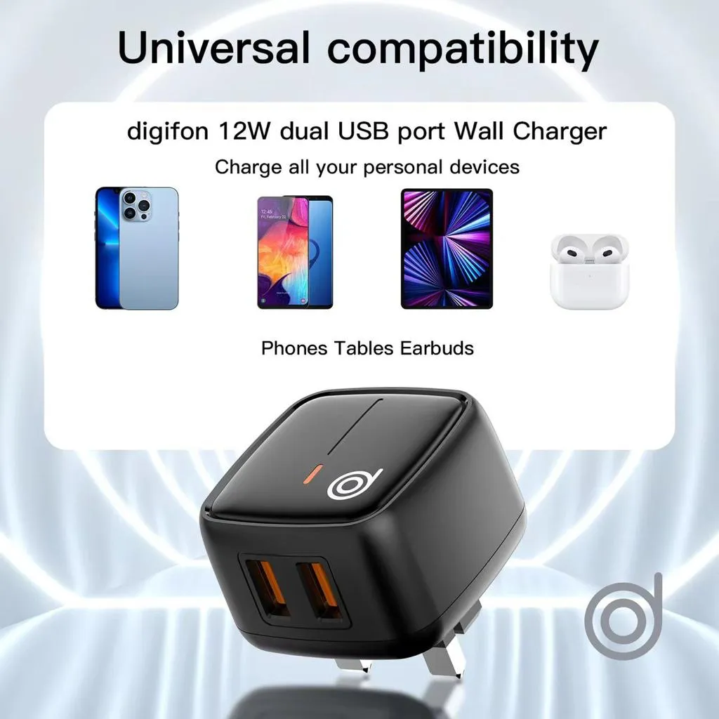 Cheetah1 12W Dual USB-A Wall Charger   USB-A to Type-C Cable - Black - digifon