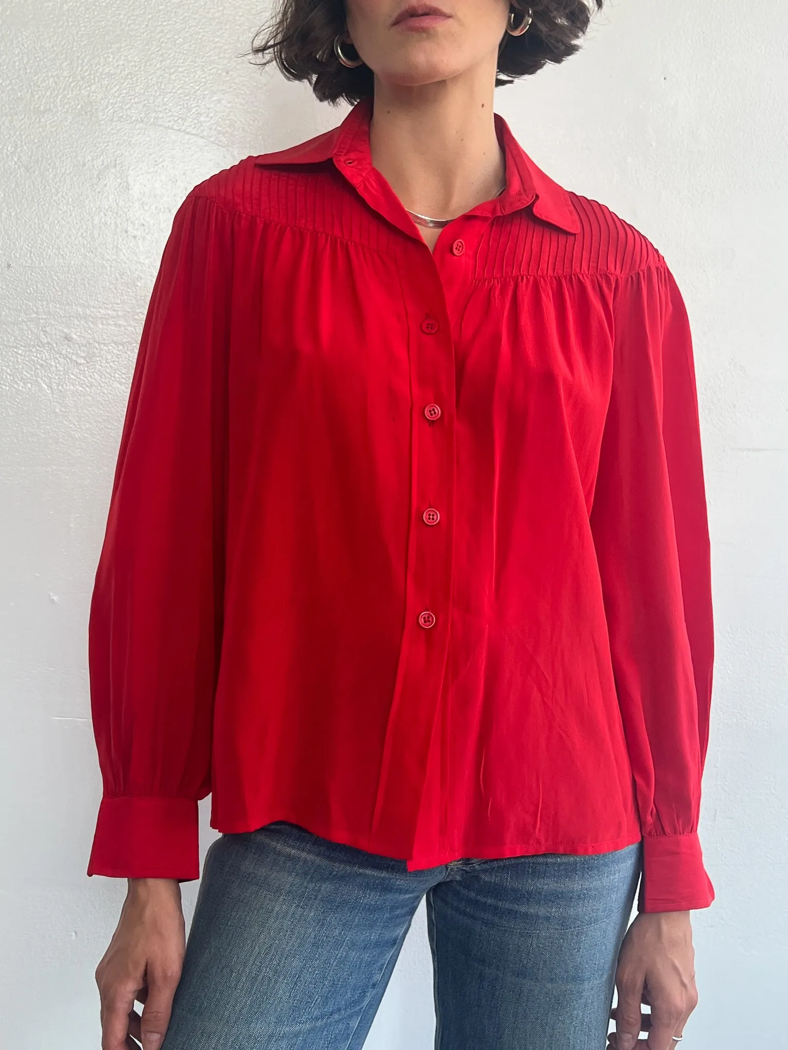 Cherry Silk Valentino Blouse (M)