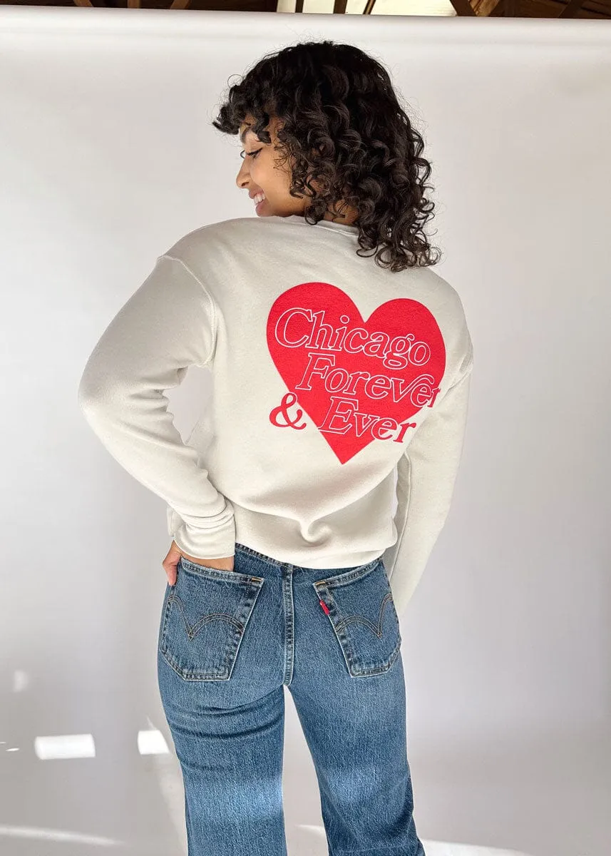 Chicago Forever & Ever Heart Sweatshirt - Heather Dust