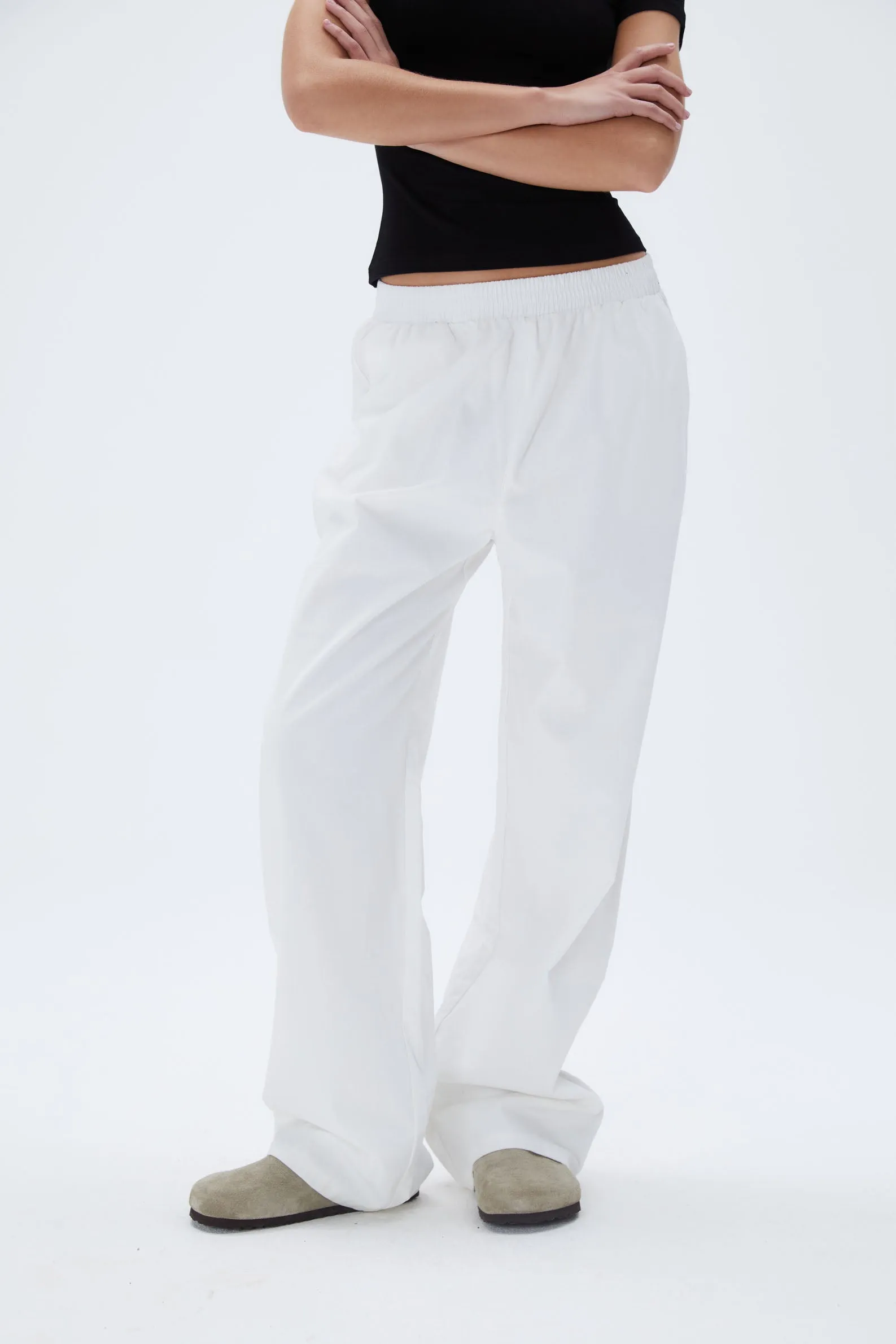 Cotton Pull on Pants - White