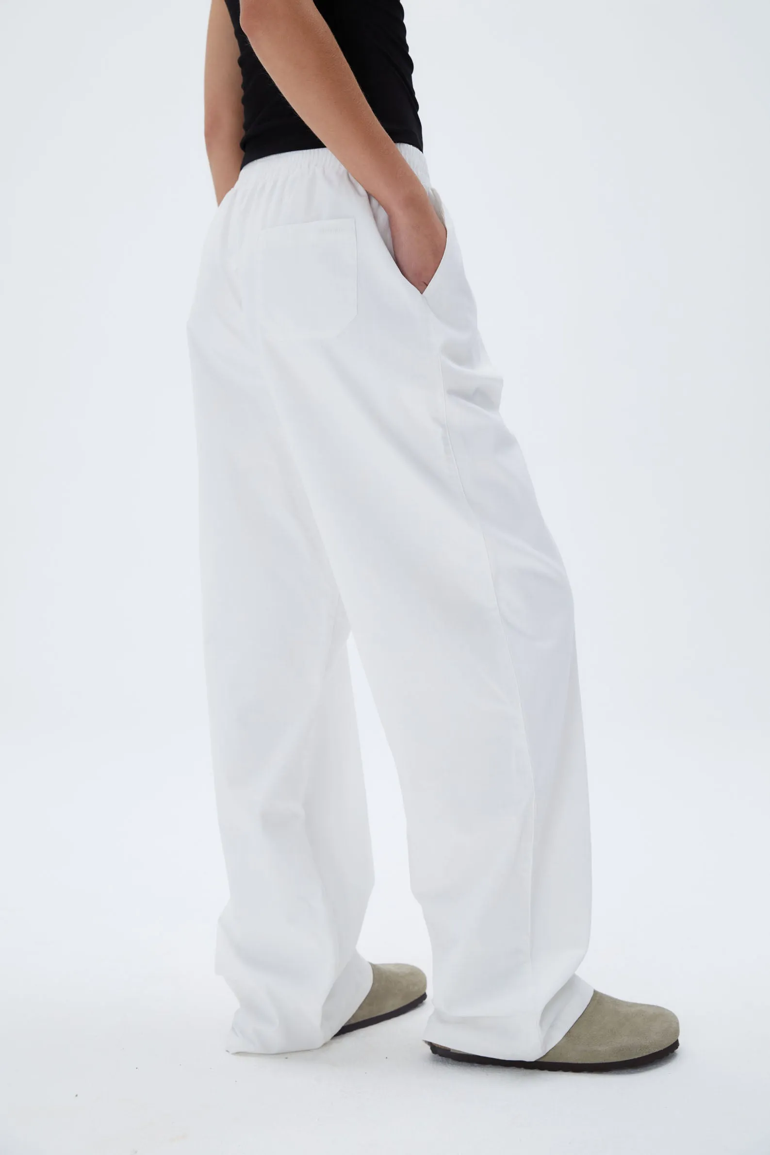 Cotton Pull on Pants - White