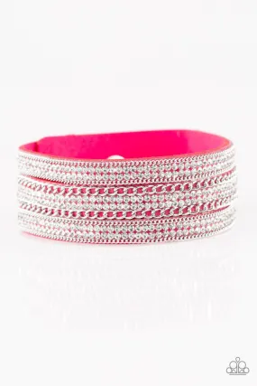 Dangerously Drama Queen Hot Pink Urban Wrap Snap Bracelet - Paparazzi Accessories