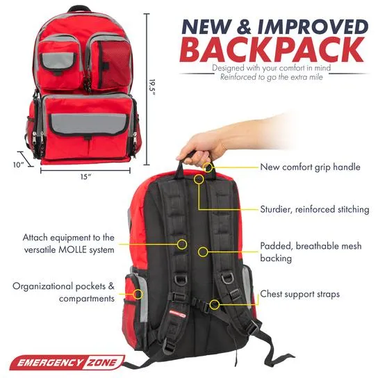 Deluxe Urban Survival Kit - Red Backpack