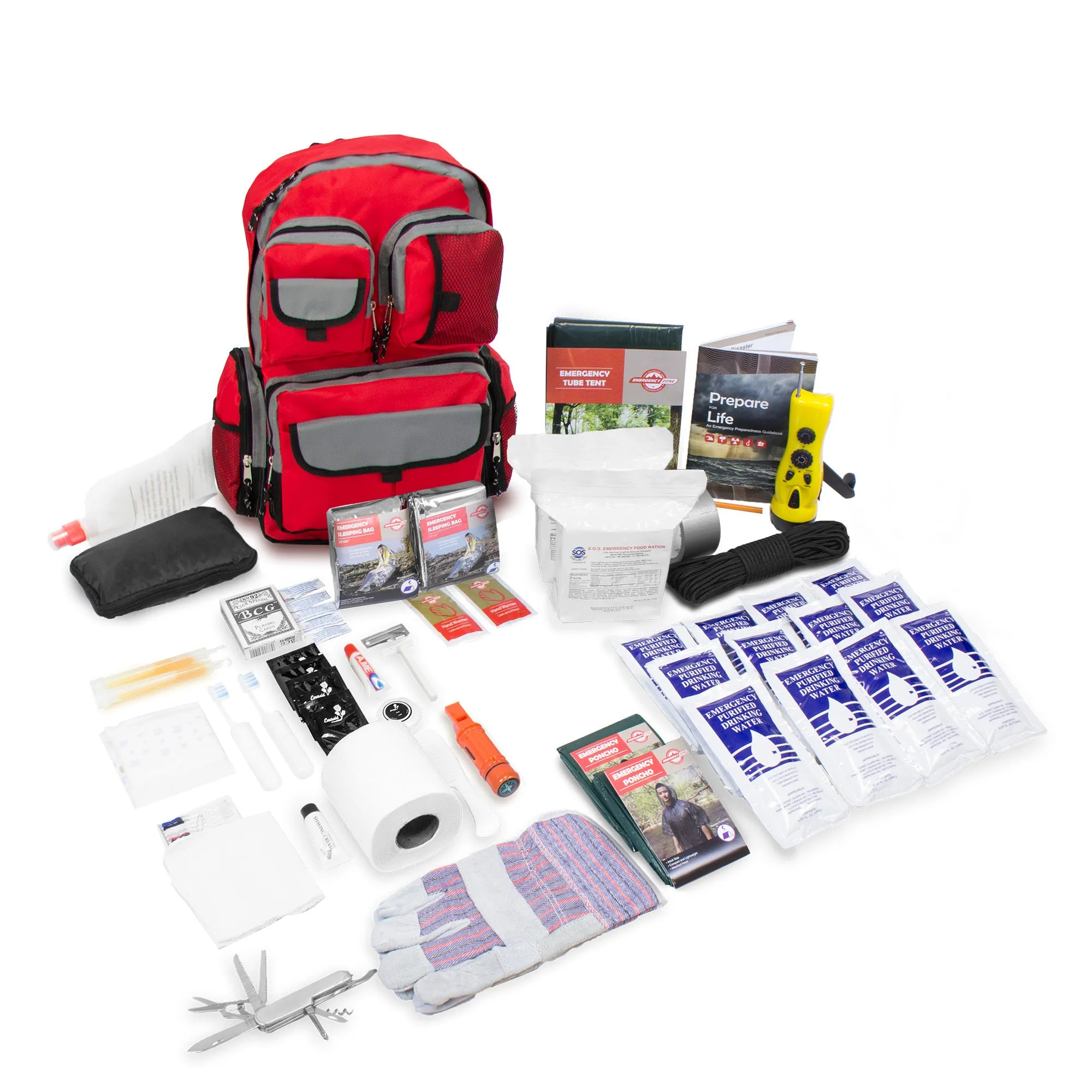 Deluxe Urban Survival Kit - Red Backpack