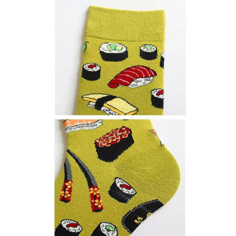 Fashion Food Pattern Middle Tube Socks