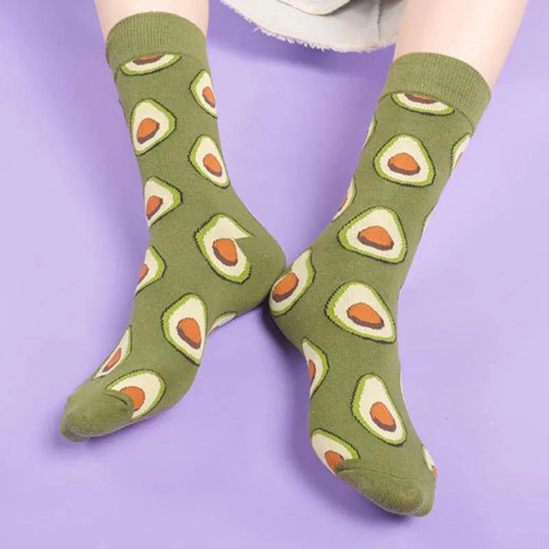 Fashion Food Pattern Middle Tube Socks