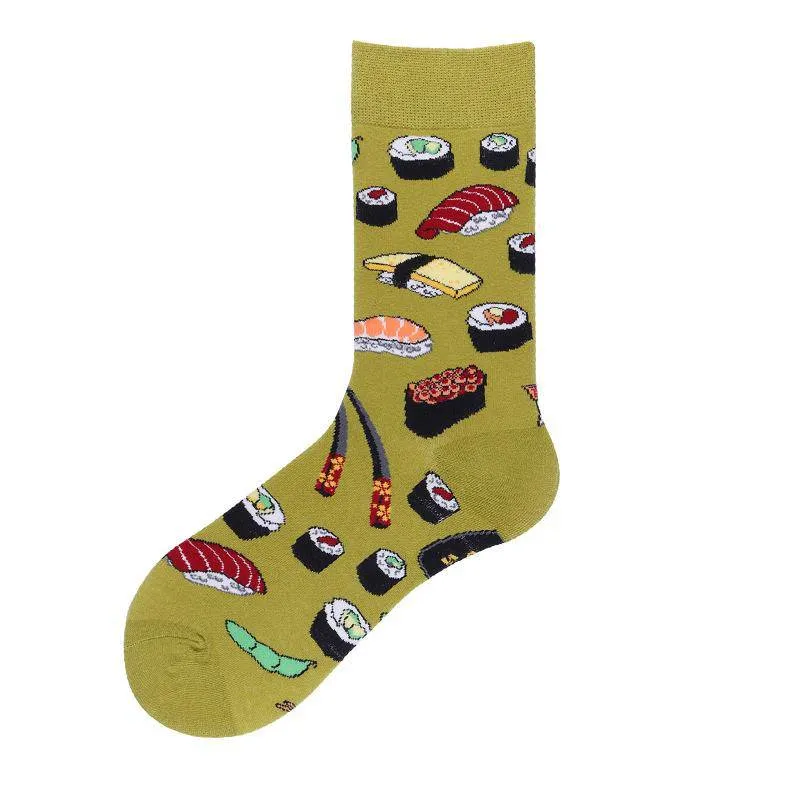 Fashion Food Pattern Middle Tube Socks